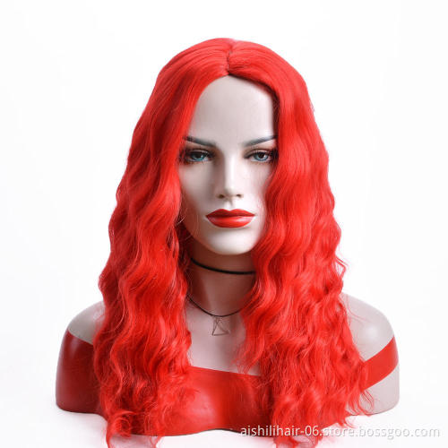 AiShiLi Factory Hair Wholesale Long Body Wave Ombre Wigs with Brown Root for Women Heat Resistant Synthetic Hair